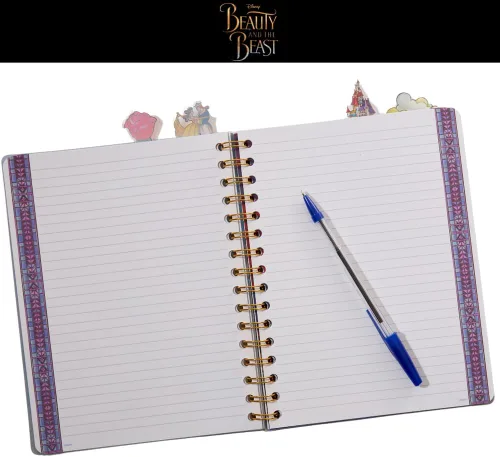 Vista 3 de Innovative Designs Disney Beauty and The Beast Journal Notebook, Spiral Bound, 96 Lined Pages, 8 x 7 inches Princess Belle and Beast Vinyl Cover