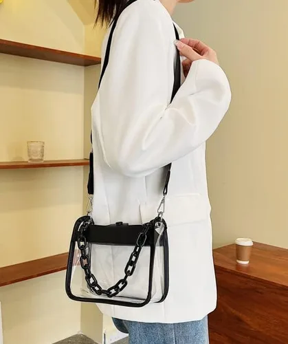 Vista 4 de Bolso transparente para mujer, bolso transparente para concierto, aprobado por estadios, bolso cruzado de hombro, bolso Hobo