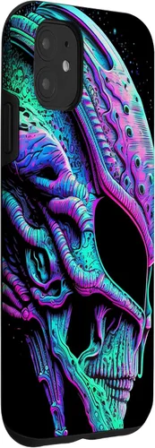 Vista 9 de iPhone 13 Pro Trippy Vaporwave Alien Head Skull Dripping Paint UFO Art Case