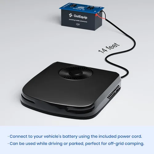 Vista 5 de Aire acondicionado de techo RV de 12 V con calentador, aire acondicionado de CC de perfil bajo de 10,000 BTU - A/C silencioso alimentado por batería