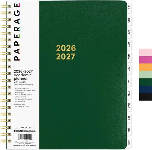Vista 18 de PAPERAGE Agenda académica, agenda semanal y mensual y calendario, 12 meses, julio de 2026 a junio de 2027, (9.5 x 11 pulgadas), agenda de Negro