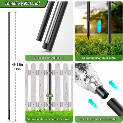 Vista 2 de ZOOHAR Kit de extensión de poste de luz para exteriores, poste de mejora de altura de luz solar de acero inoxidable de 55 pulgadas/4.6 pies