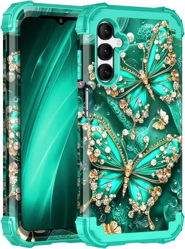 Vista 27 de Miqala Funda para Galaxy A14 5G, que brilla en la oscuridad, tres capas, resistente, a prueba de golpes, protección completa, parachoques