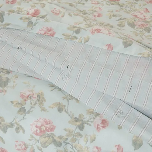 Vista 9 de Laura Ashley Home - Juego de funda de edredón individual, ropa de cama de algodón reversible con funda a juego, decoración del hogar transpirable