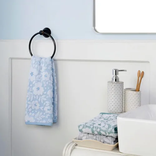 Vista 3 de SKL Home - Juego de toallas de mano jacquard floral, azul cielo, 2