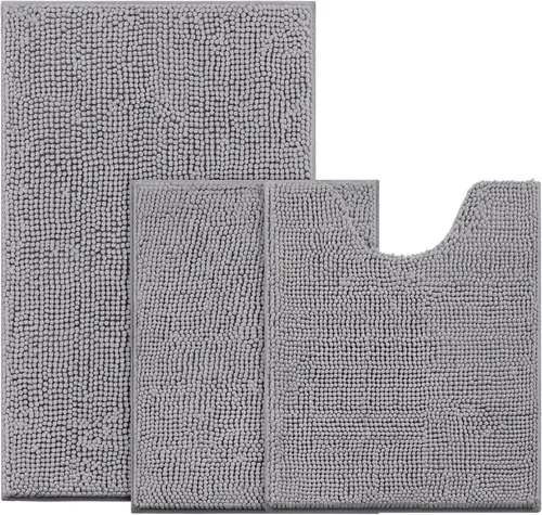 Vista 8 de BYSURE Juego de 3 alfombras de baño color azul aguamarina, antideslizantes, extra absorbentes, de felpilla, suaves, lavables Azul-aqua azul