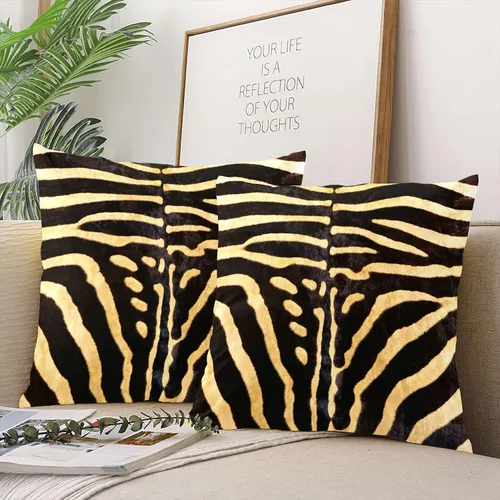 Vista 4 de Funda de cojín decorativa con cremallera oculta para el hogar, 16.0 x 16.0 in, diseño de cebra