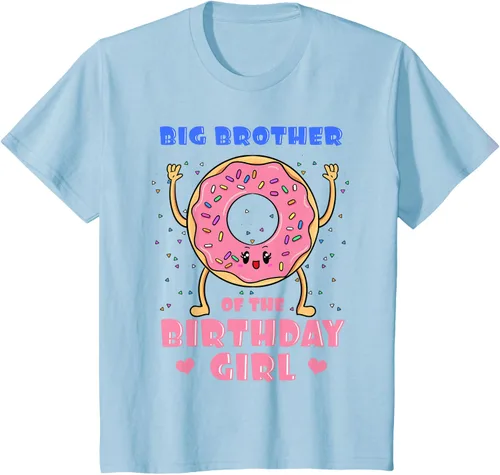 Vista 14 de Big Brother Of The Birthday Girl Donut Bday Party Bro Sib Camiseta, Negro, S