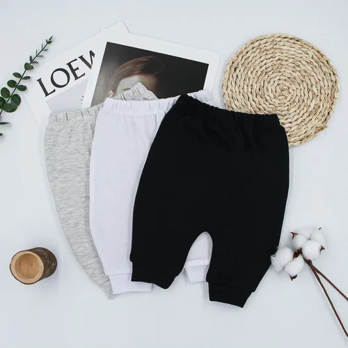 Vista 6 de Hakochia Pantalones de bebé suaves y cómodos 100% algodón para bebés niños y niñas con amplio espacio para pañales de 0 a 12 meses
