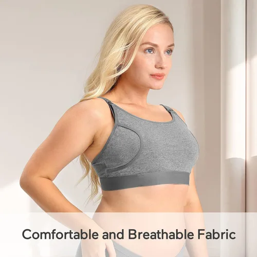 Vista 4 de Momcozy Hands Free Pumping Bra, Adjustable Breast-Pumps Holding and Nursing Bra, Pumping & Nursing Bra in One