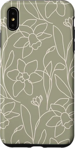 Vista 11 de Poppy Flower Line Art Modern Leaves Boho Artichoke Green Case for iPhone 17