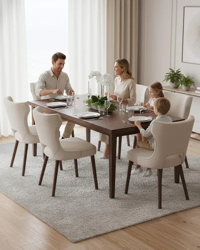 Vista 3 de Juego de 2 sillas de comedor tapizadas, sillas de cocina con respaldo curvado