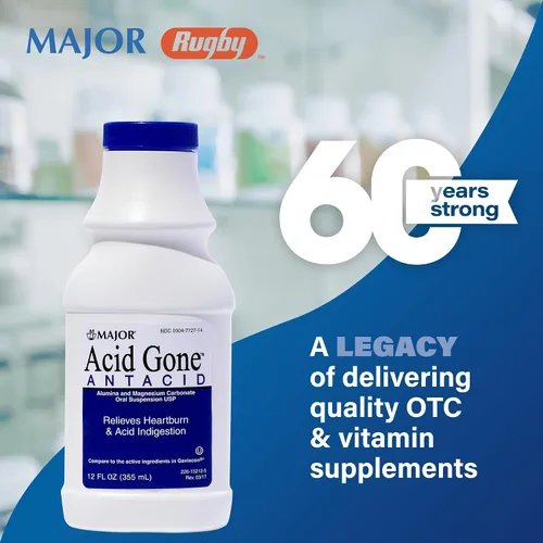 Vista 2 de Major Acid Gone - Antiácido líquido – Medicina para el reflujo ácido para adultos – Alivio del malestar estomacal, indigestión ácida y acidez