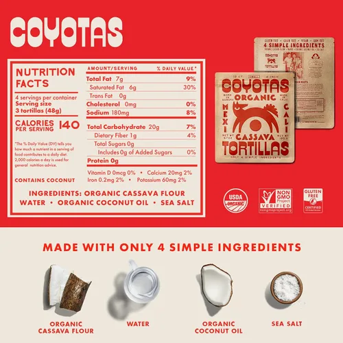 Vista 2 de Coyotas - Tortillas de yuca - Pequeñas 4 pulgadas, 12 unidades (3 paquetes)