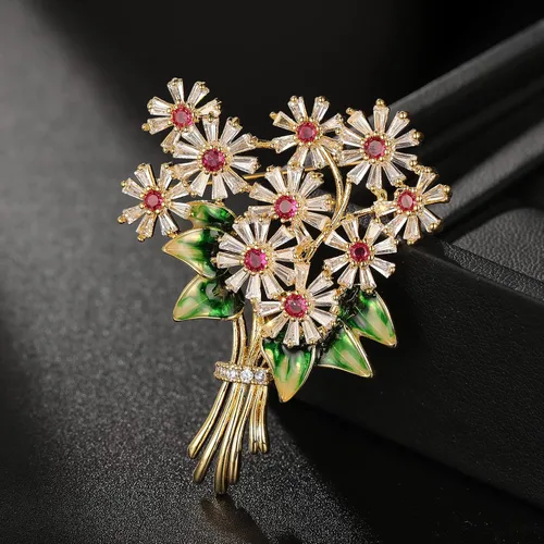 Vista 4 de Broche elegante de flor de perla de diseñador Broches Broches Bisutería para Mujer Moda Regalo de Navidad