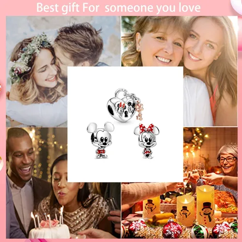Vista 7 de Oomibo 925 Sterling Silver Charms for Bracelets Beads Pendant birthday Day Gifts for Women 3pcsset