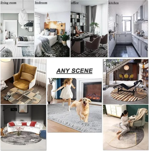 Vista 3 de Modern Area Rugs 80cm 100cm 120cm 140cm 160cm 180cm 200cm Round Carpet for Living Room Bedroom Home Floor Non-Slip Mats Soft Chair Mat