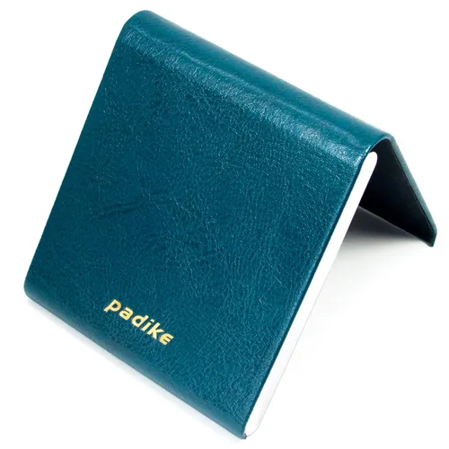 Vista 6 de Padike Estuche para cigarrillos, caja de cigarrillos de cuero y acero inoxidable Multi Case. (verde mar)
