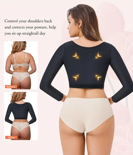 Vista 3 de LANCS Mangas de compresión postquirúrgica para mujer, parte superior del brazo, chaleco corrector de postura, faja moldeadora