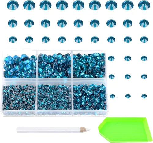 Vista 10 de AD Beads 4500 diamantes de imitación termoadhesivos con parte trasera plana, 6 tamaños (0.079-0.236 in), gemas de cristal redondas con pinzas