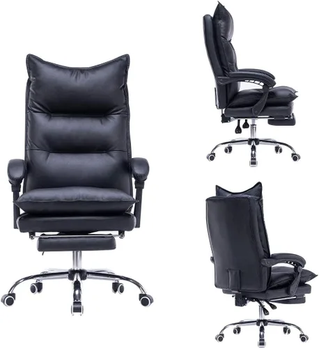 Vista 8 de YOLENY Silla de oficina grande y alta, silla de oficina giratoria ergonómica reclinable de altura ajustable con respaldo alto, silla de oficina