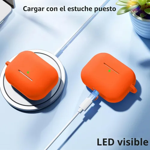 Vista 8 de Lerobo Funda protectora completa de silicona suave para AirPods Pro 3 Naranja