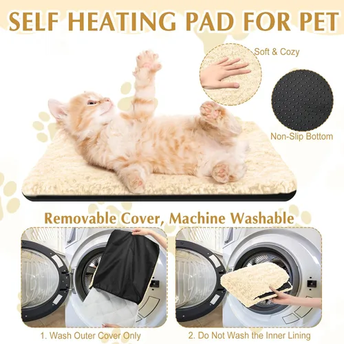 Vista 3 de Drydiet Paquete de 4 Almohadillas Autocalentadoras para Gatos Alfombrilla Térmica Lavable para Perros Sin Hogar Almohadillas Térmicas para Perreras