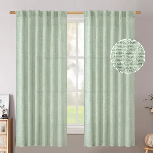 Vista 62 de BGment Cortinas cortas de lino marfil de 36 pulgadas de largo para ventanas de cocina, pequeñas cortinas texturizadas rústicas para café sobre