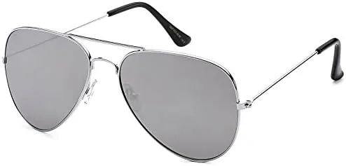 Vista 2 de Gafas de sol de Thacher Nook Aviator Full Mirror Lens Silver Metal Frame Protección UV400