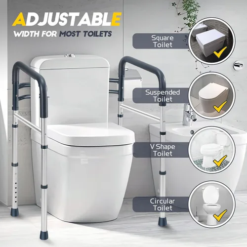 Vista 6 de Lianjindun Barras de seguridad para inodoro, asas de baño plegables y portátiles para ancianos, personas mayores, discapacitados y minusválidos
