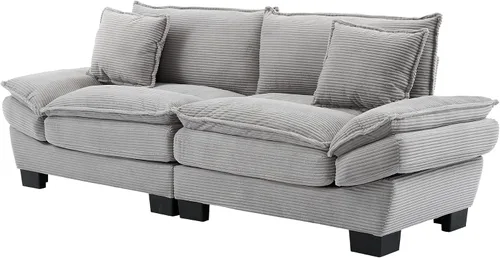 Vista 8 de Sofá biplaza extragrande de 84 pulgadas, asiento profundo de pana, sofá biplaza con almohadas, moderno y tapizado, cómodos sofás para sala de estar