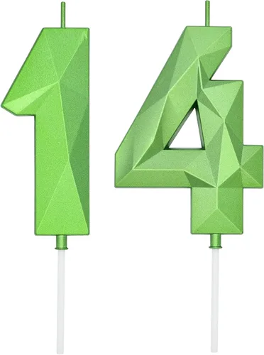 Vista 47 de DERVENTA Vela Grande de Cumpleaños Número 3D Verde Luminoso de 3.7 Pulgadas Celebración de Fiesta Aniversario Decoración Adorno para Pastel 1 Pieza