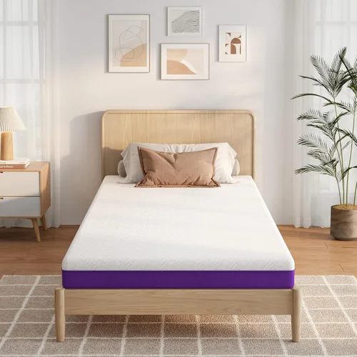Vista 17 de Colchón tamaño individual de 8 pulgadas, colchón con espuma viscoelástica de gel y resortes ensacados, parte superior europea de firmeza media, Negro