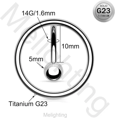 Vista 5 de Melighting Piercing para ombligo de titanio para mujer, 14G, con rosca interna, piercing de titanio G23, piercing para el ombligo, barra