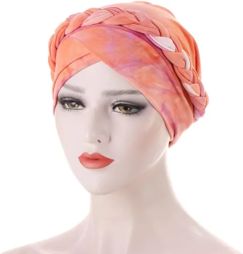 Vista 4 de Paquete de 3 gorros de turbante estampados para mujer, gorros de quimioterapia y cáncer