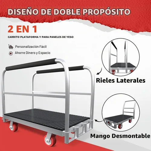 Vista 2 de Camión de panel resistente 2IN1, carro de plataforma de 42" x 24