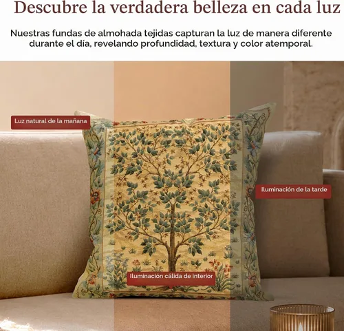 Vista 7 de Fundas de almohada Charlotte Home Furnishings, fundas de almohada decorativas boho para sofá, fundas de cojín cuadradas Árbol de la Vida de luz