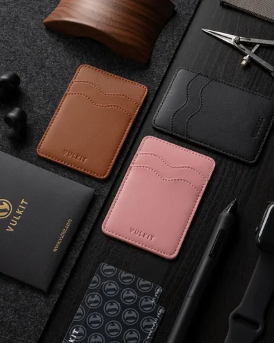 Vista 7 de VULKIT Soporte adhesivo para tarjetas Compatible con iPhone, cartera de cuero para teléfono celular, estuche para tarjetas de crédito, adhesivo