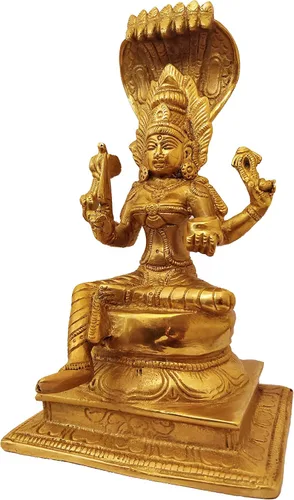 Vista 2 de GURU JEE™ Estatua de latón de la diosa india del sur Durga Mariamman sentada para Puja Mandir Regalos Decoración del hogar