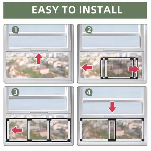 Vista 4 de FLYZZZ - Protector ajustable, deslizable y expansible para ventanas con marco de aluminio con dos modos de colocación, horizontal