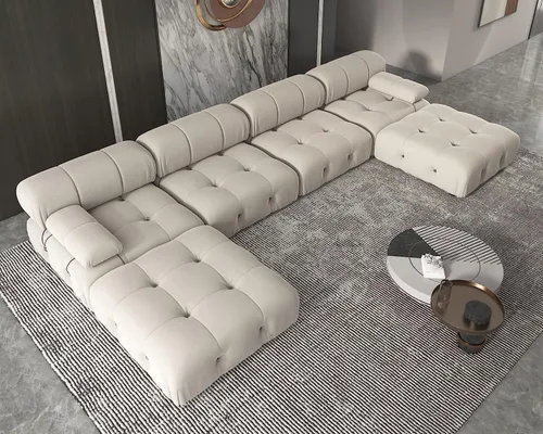 Vista 3 de JACH - Sofá modular modular de 138 pulgadas, sofás minimalistas de terciopelo en forma de U con tumbonas, sofás convertibles modernos de 6 asientos