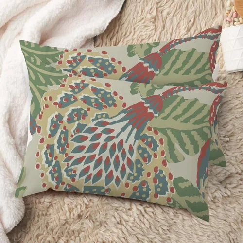 Vista 61 de Juego de 2 almohadas coloridas de estilo chinoiserie, color rosa intenso, azul real, peonía, floral, blanco, lino, estilo chinoiserie, para sofá
