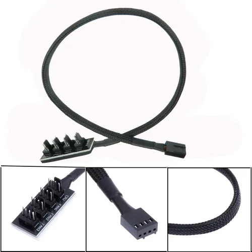 Vista 3 de Divisor de concentrador de ventilador PWM de 4 pines/3 pines, divisor de 4 vías, ventiladores de refrigeración FBHDZVV Cable de alimentación de 1 a