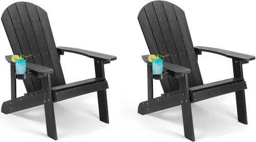 Vista 20 de Silla Adirondack, sillas de plástico resistentes a todo tipo de clima, con soporte para tazas, 5 pasos fáciles de instalar, sillas de exterior