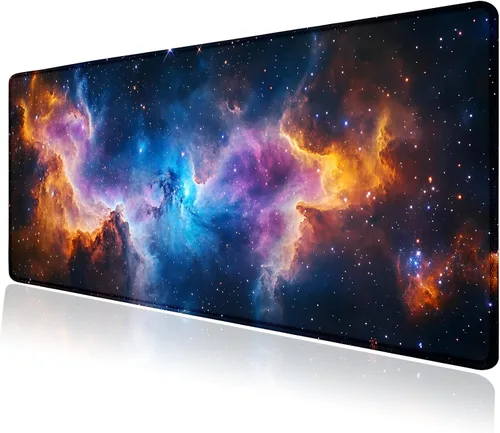 Vista 27 de Alfombrilla grande para mouse, tapete de escritorio para teclado de computadora, base de goma antideslizante, impermeable con bordes cosidos