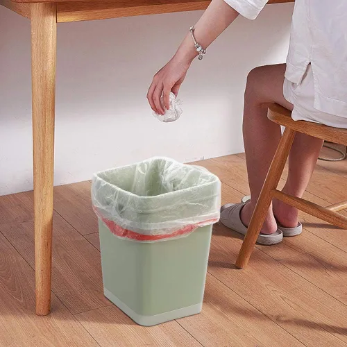 Vista 5 de Bolsas de basura transparentes con cordón, bolsas de basura para cocina, 4 rollos/240 bolsas (3 galones)