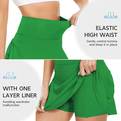 Vista 4 de Century Star Faldas de tenis de cintura alta para mujer con bolsillos y pantalones cortos para mujer, minifalda atlética para golf, deportes, correr