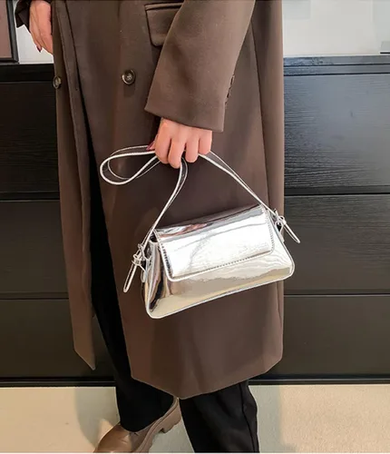Vista 4 de Bolso de noche para mujer, Y2k, plateado, bolso hobo, bolso de mano, bolso de mano, bolso de mano, bolso de fiesta, bolso de mano, bolsos cruzados