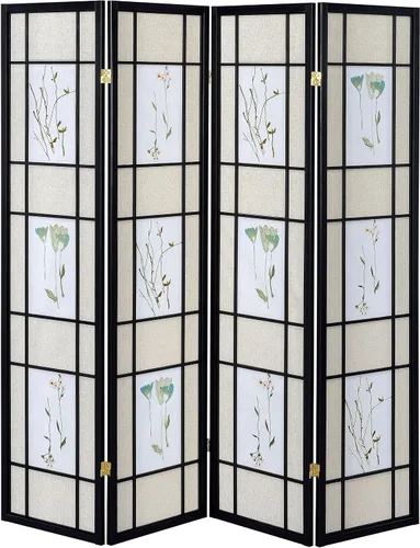 Vista 3 de Coaster Furniture - Pantalla plegable de 4 paneles con motivo floral, multicolor 4407