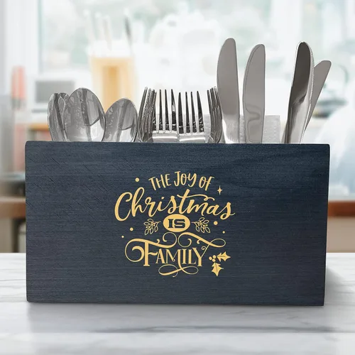 Vista 12 de Organizador de utensilios de cocina con cita familiar, organizador de utensilios de madera para cocina, caja organizadora de utensilios de cocina